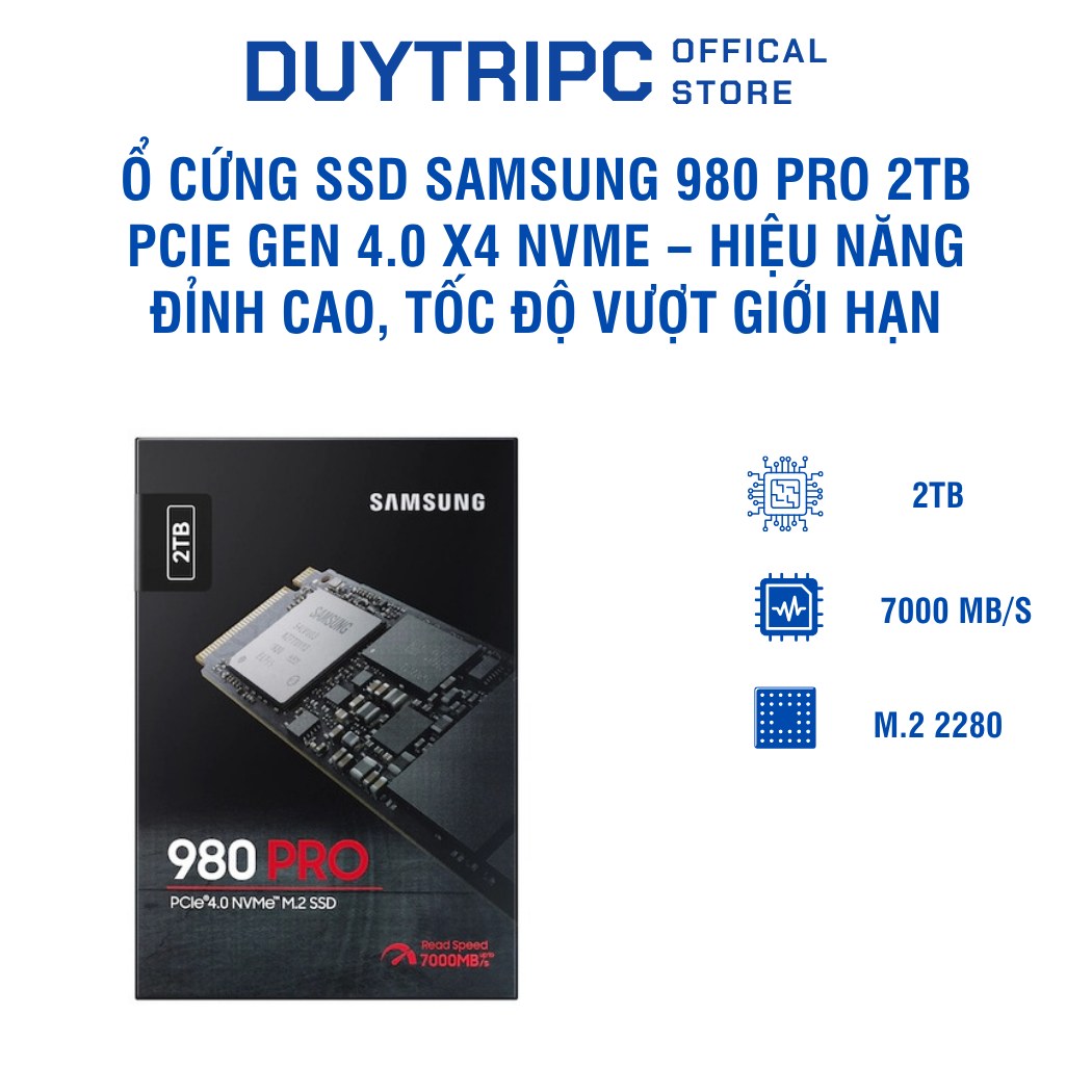 Ổ cứng SSD Samsung 980 PRO 2TB PCIe Gen 4.0 x4 NVMe – Hiệu năng đỉnh cao, tốc độ vượt giới hạn